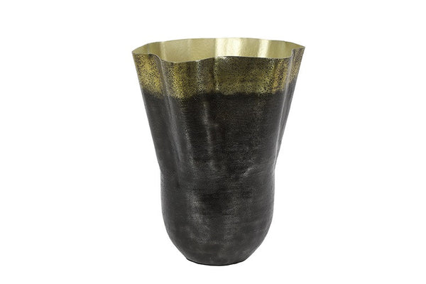 Vaas Dorine zwart/messing - 33x33x38 cm