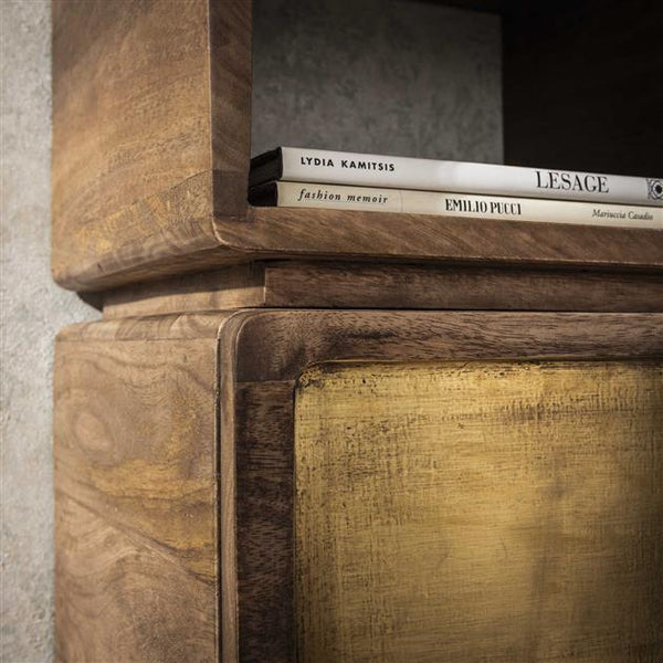 Nachtkastje 1L XS brass / Massief mango zandkleur (Magazijn sale)