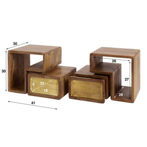 Nachtkastje Set van 2 stuks brass / Massief mango zandkleur (Magazijn sale)