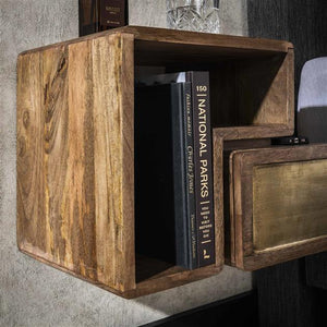 Nachtkastje Set van 2 stuks brass / Massief mango zandkleur (Magazijn sale)