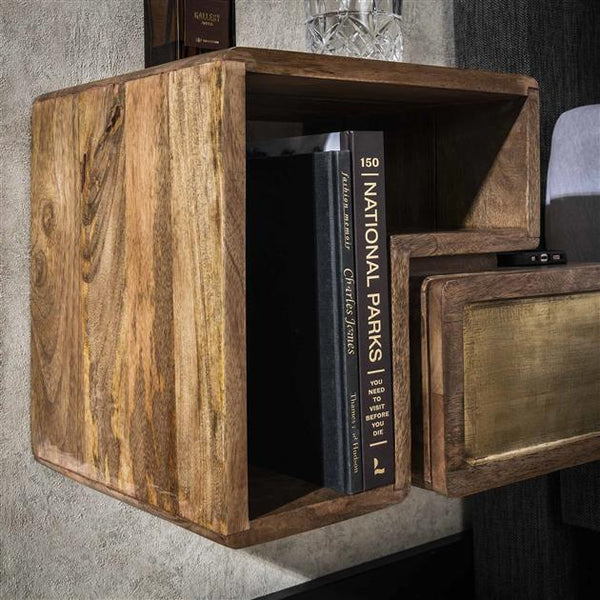 Nachtkastje Set van 2 stuks brass / Massief mango zandkleur (Magazijn sale)