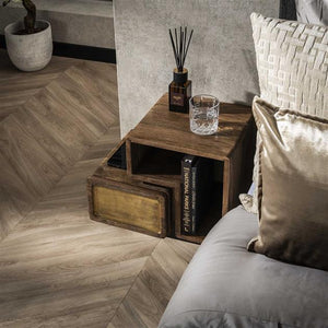 Nachtkastje Set van 2 stuks brass / Massief mango zandkleur (Magazijn sale)