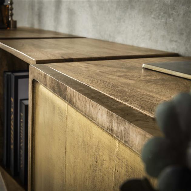Dressoir zwevend 2D brass / Massief mango zandkleur (Magazijn sale)