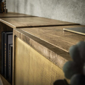 Dressoir zwevend 2D brass / Massief mango zandkleur (Magazijn sale)