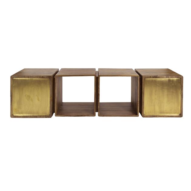 Dressoir zwevend 2D brass / Massief mango zandkleur (Magazijn sale)