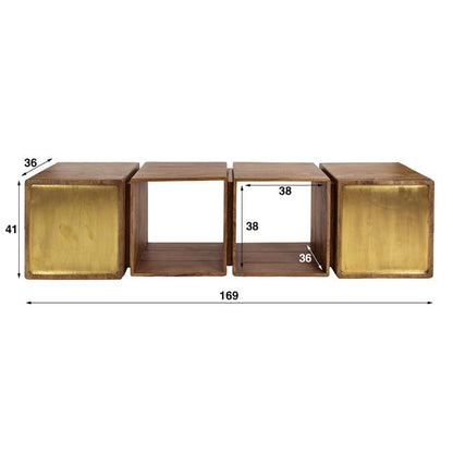 Dressoir zwevend 2D brass / Massief mango zandkleur (Magazijn sale)