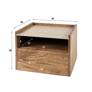 Nachtkastje hangend open vak Nuovo travertin / Massief mango zandkleur