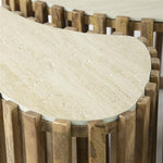Salontafel set/3 niervorm Nuovo travertin / Massief mango zandkleur