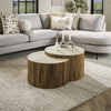 Salontafel set van 2 halfrond Nuovo travertin / Massief mango zandkleur