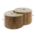 Salontafel set van 2 halfrond Nuovo travertin / Massief mango zandkleur