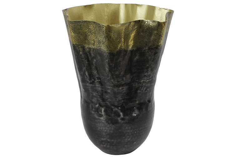 Vaas Dorine zwart/messing - 44x43x53 cm