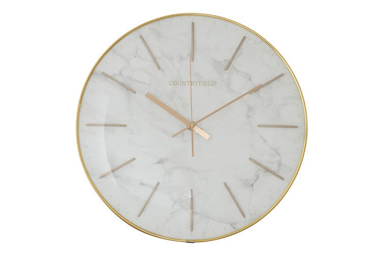 Wandklok Bellamy rond wit marmer Countryfield Ø35 cm (NIEUW)