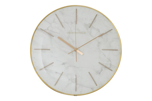 Wandklok Bellamy rond wit marmer Countryfield Ø35 cm (NIEUW)