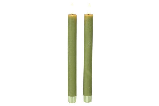 2 stuks LED Dinerkaars rustiek lichtgroen - 24 cm hoog + afstandsbediening (Countryfield)