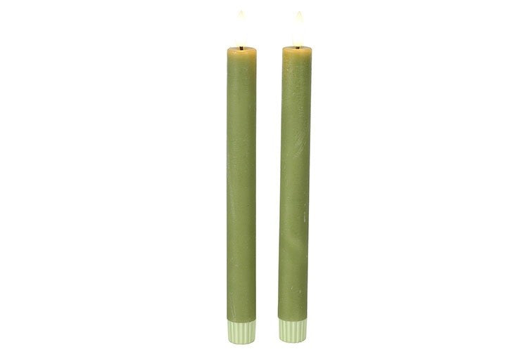 2 stuks LED Dinerkaars rustiek lichtgroen - 24 cm hoog + afstandsbediening (Countryfield)