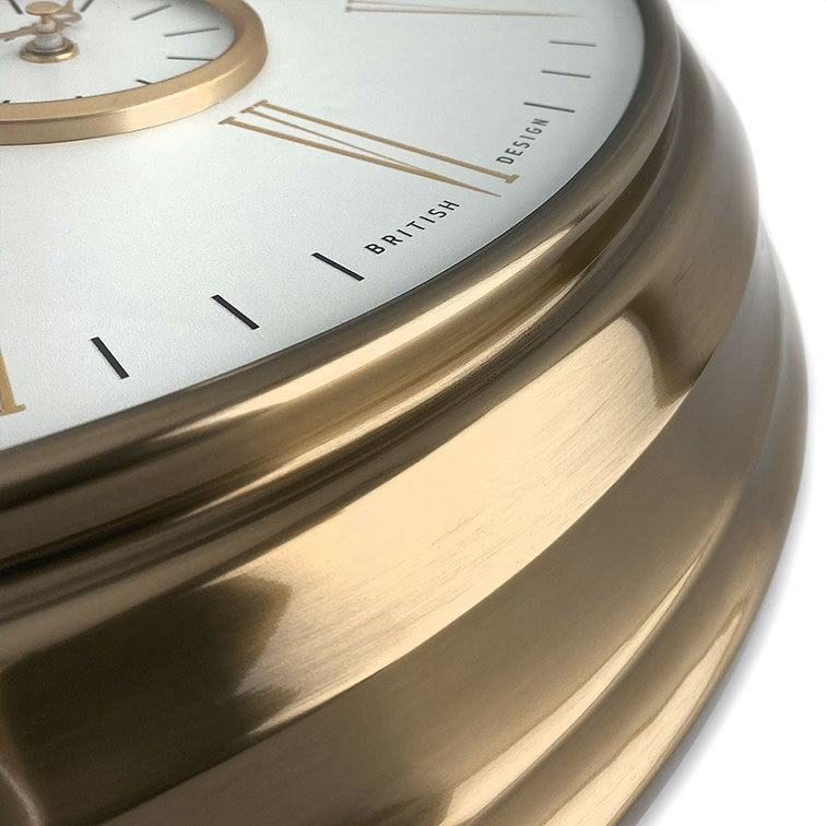 Thomas Kent wandklok "Timekeeper" rond Wit/Goud  - Ø71 CM