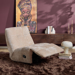 Relaxfauteuil Mila handmatig & draaibaar met unieke schommelstand - Beige stof