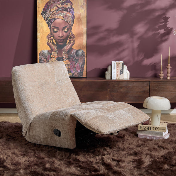 Relaxfauteuil Mila handmatig & draaibaar met unieke schommelstand - Beige stof