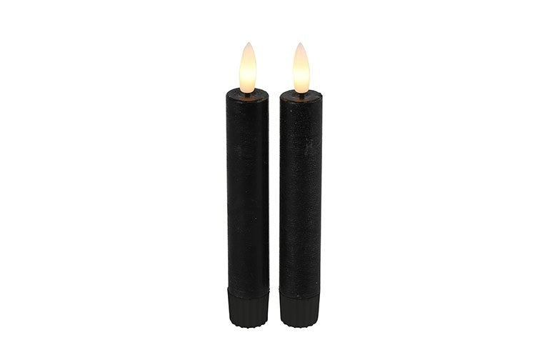 2 stuks LED Dinerkaars rustiek zwart - 15 cm hoog + afstandsbediening (Countryfield)