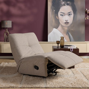 Relaxfauteuil Izzy handmatig & draaibaar met unieke schommelstand - Taupe stof