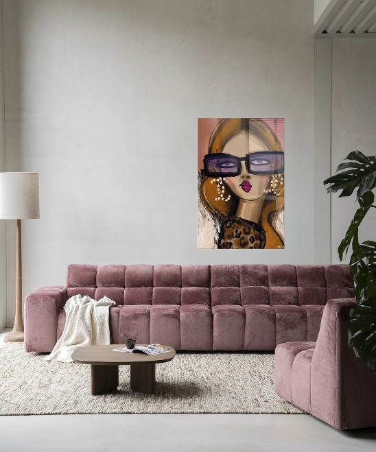 Glasschilderij "Diva" Urban Cotton - Leverbaar in verschillende afmetingen