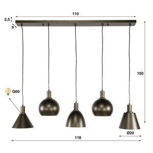 Hanglamp Metallo 5-lichts / Sienna bruin