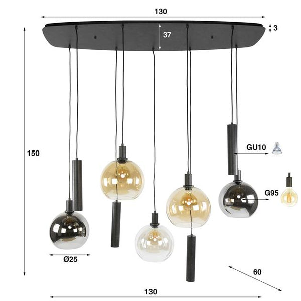 Hanglamp Sfera Tricolore 5+4-lichts / Artic zwart