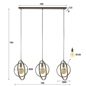 Hanglamp Turn Around 3-lichts / Beige