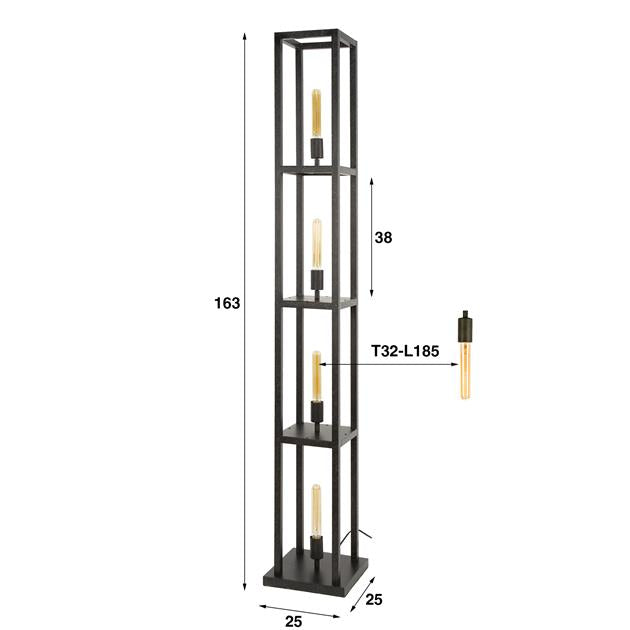 Vloerlamp Quadra 4-lichts / Artic zwart
