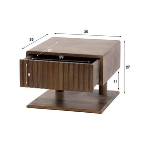 Nachtkastje 1 lade shelve Carve / Massief acacia drift brown