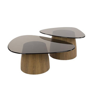 Salontafel Tinto driehoekig set van 2 stuks / Bronze Glass