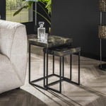 Bijzettafelset 2/ rechthoekig black and gold (Magazijn sale)