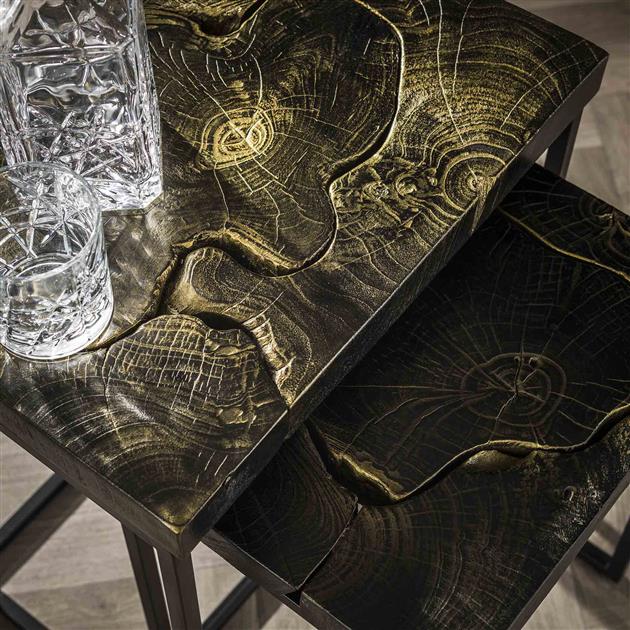 Bijzettafelset 2/ rechthoekig black and gold (Magazijn sale)