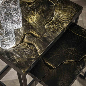 Bijzettafelset 2/ rechthoekig black and gold (Magazijn sale)