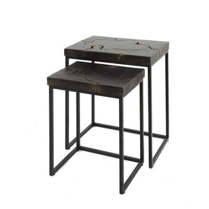 Bijzettafelset 2/ rechthoekig black and gold (Magazijn sale)