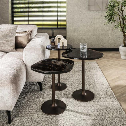 Bijzettafel Eclips maat L 60 cm hoog / Koper antiek finish