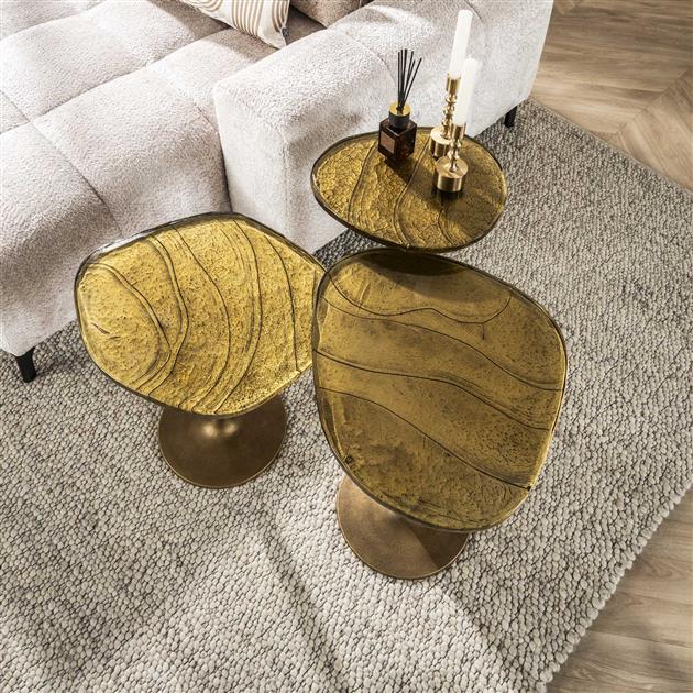 Bijzettafel Eclips maat L 60 cm hoog / Goud antiek finish