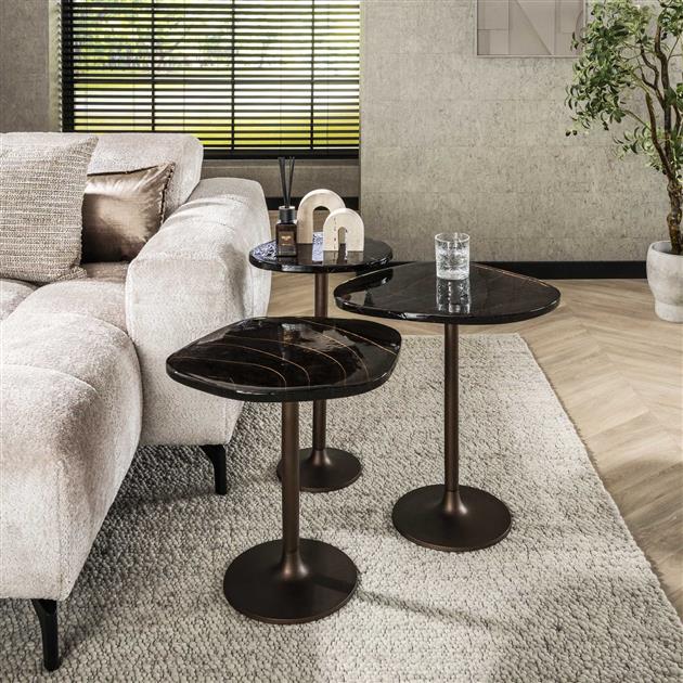 Bijzettafel Eclips maat M 55 cm hoog / Koper antiek finish