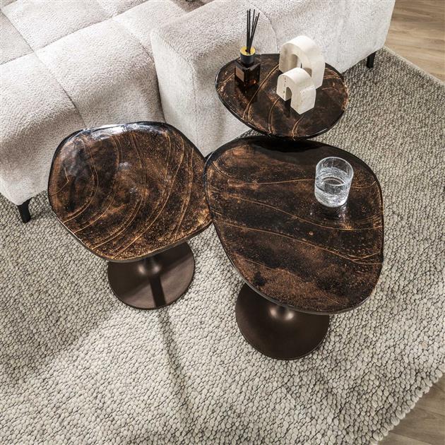 Bijzettafel Eclips maat M 55 cm hoog / Koper antiek finish