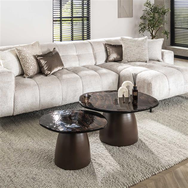 Salontafel set van 2 Eclips / Koper antiek finish