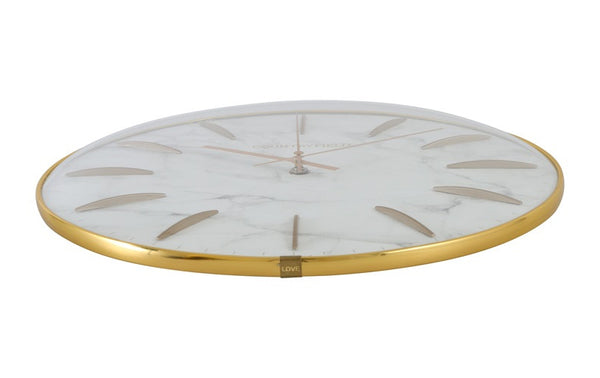 Wandklok Bellamy rond wit marmer Countryfield Ø35 cm (NIEUW)