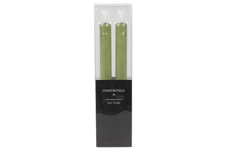 2 stuks LED Dinerkaars rustiek lichtgroen - 24 cm hoog + afstandsbediening (Countryfield)