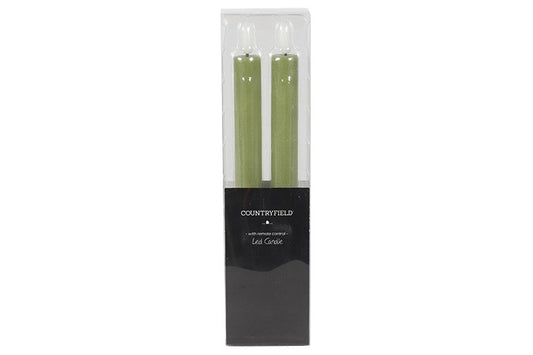 2 stuks LED Dinerkaars rustiek lichtgroen - 24 cm hoog + afstandsbediening (Countryfield)