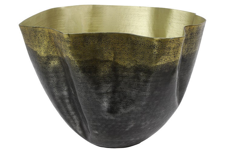 Vaas Dorine zwart/messing - 39x40x27.5 cm