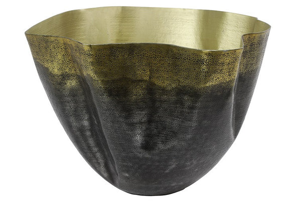 Vaas Dorine zwart/messing - 39x40x27.5 cm
