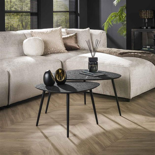 Salontafel set van 2 stuks driehoekig metallic / Grijs