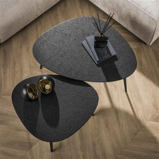Salontafel set van 2 stuks driehoekig metallic / Grijs