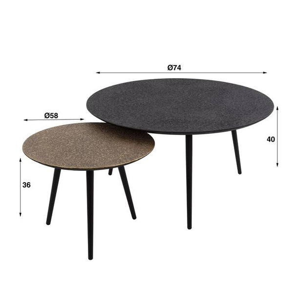 Salontafel set/2 rond metallic / Grijs (Magazijn sale)