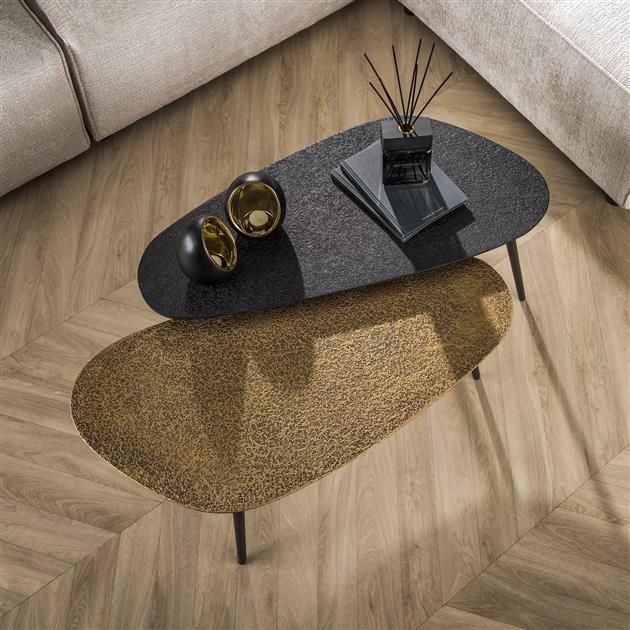 Salontafel set van 2 stuks niervormig metallic / Grijs