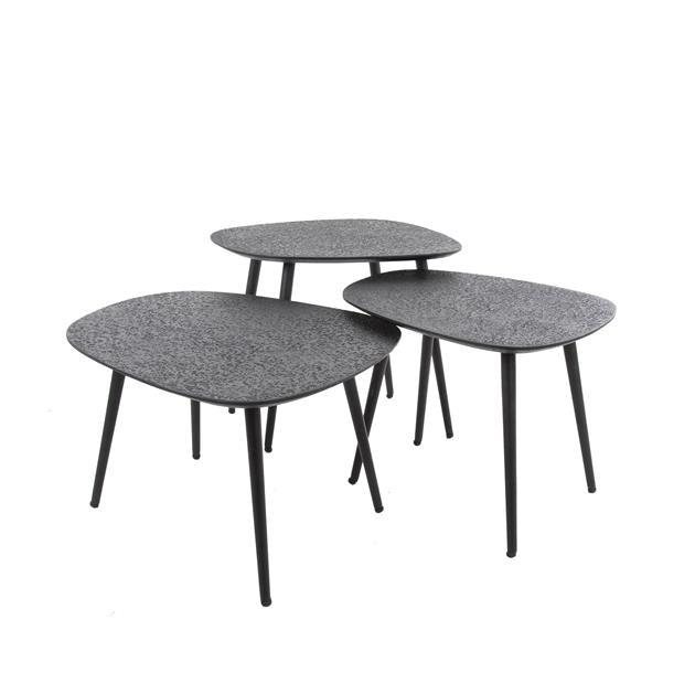 Salontafel set/3 vierhoekig metallic / Grijs (Magazijn sale)